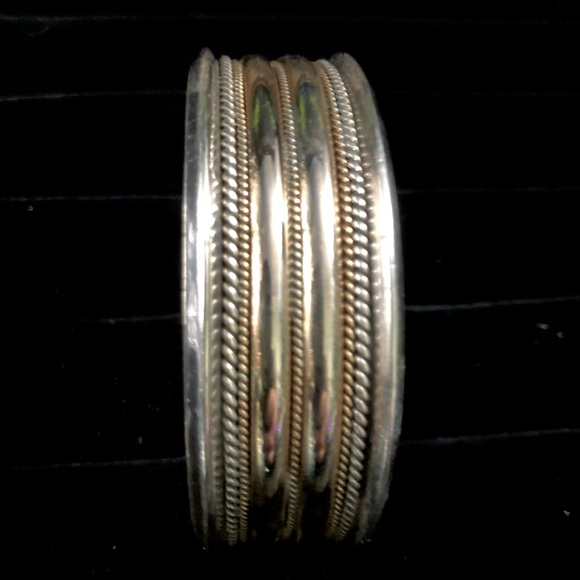 Vintage Signed Heavy Navajo Native American Twisted Rope Cuff Bracelet 7" - Picture 6 of 15